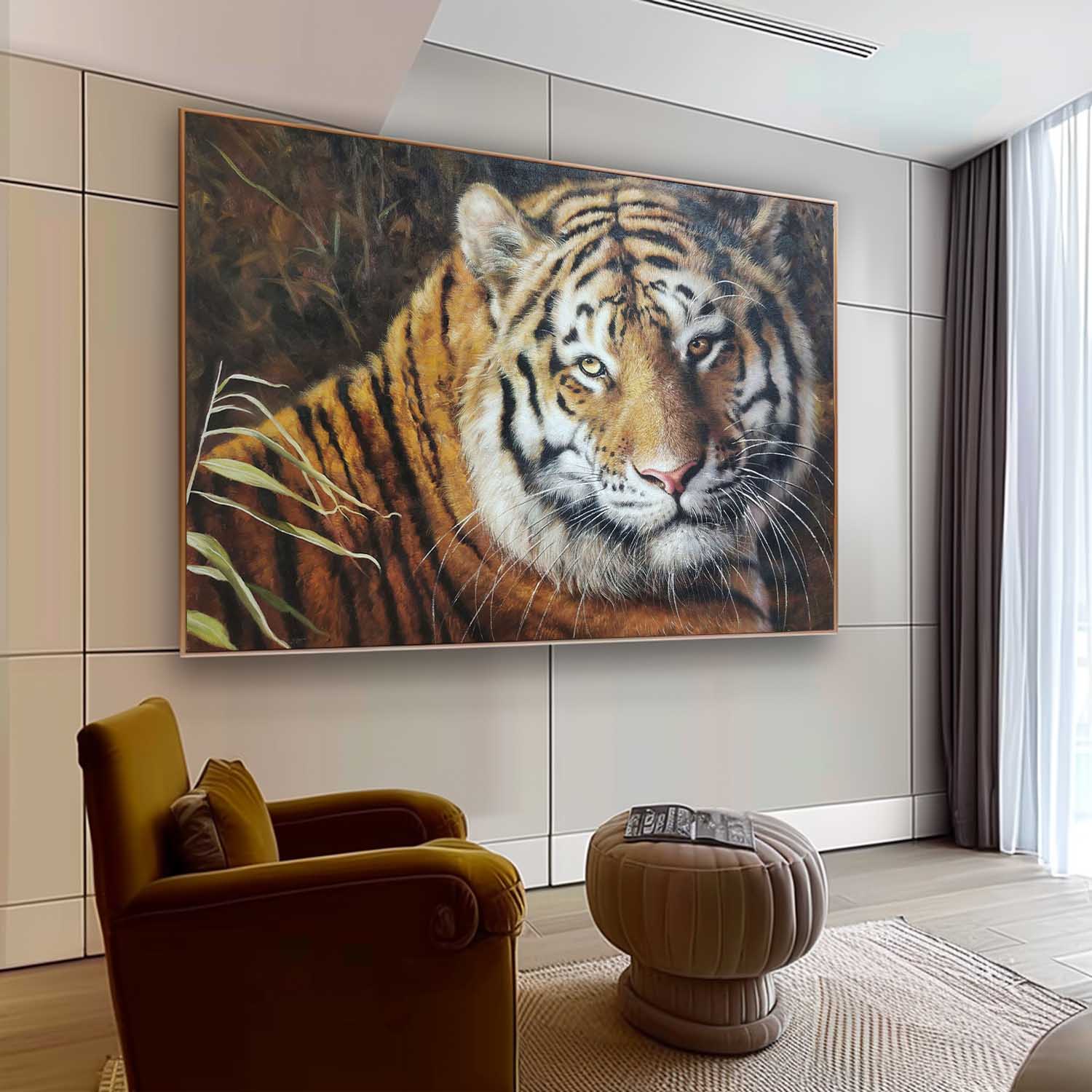 Large Realistic Tiger Oil Painting Hyper Realistic Tiger Art Tiger Realistic Portrait Canvas Wall Art Decor