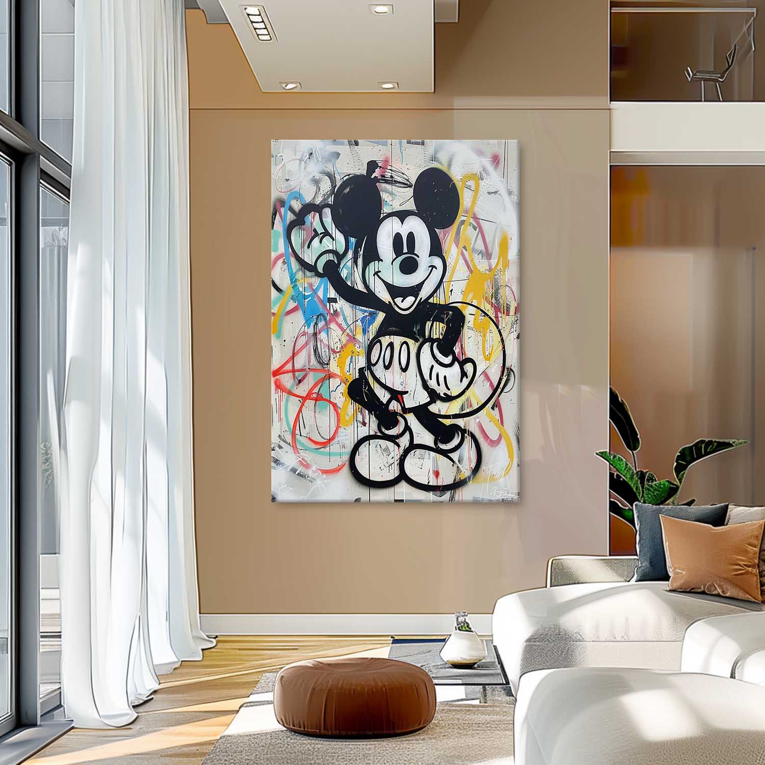 Mickey Mouse Kids Room Canvas Wall Art Mickey Graffiti Art for Sale Mickey Mouse Graffiti Street Painting