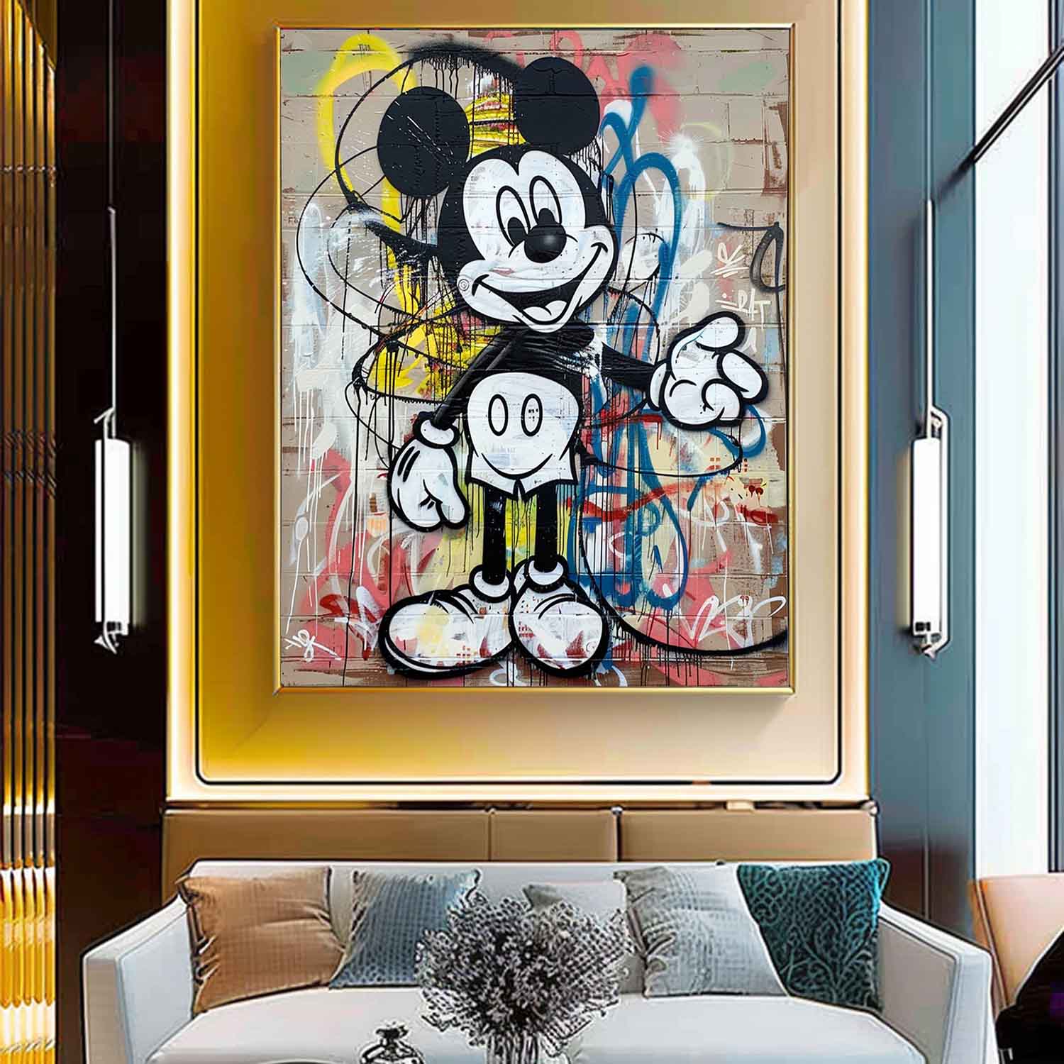 Mickey Mouse Kids Room Canvas Wall Art Mickey Graffiti Art for Sale Mickey Mouse Graffiti Street Painting