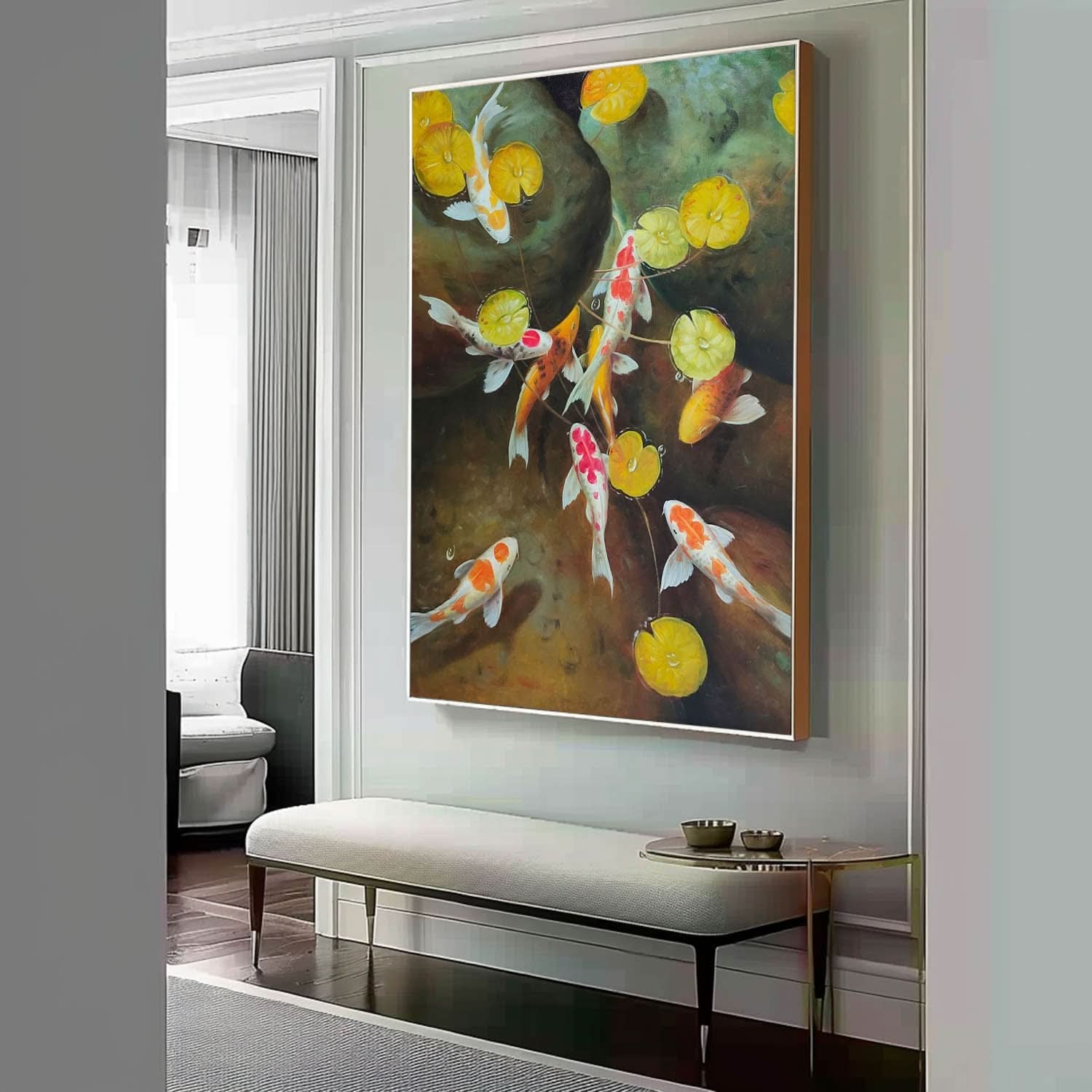 Carps Oil Painting Hyperrealistic Carp Canvas Art Realistic Carp Wall Art Koi Realistic Oil Painting