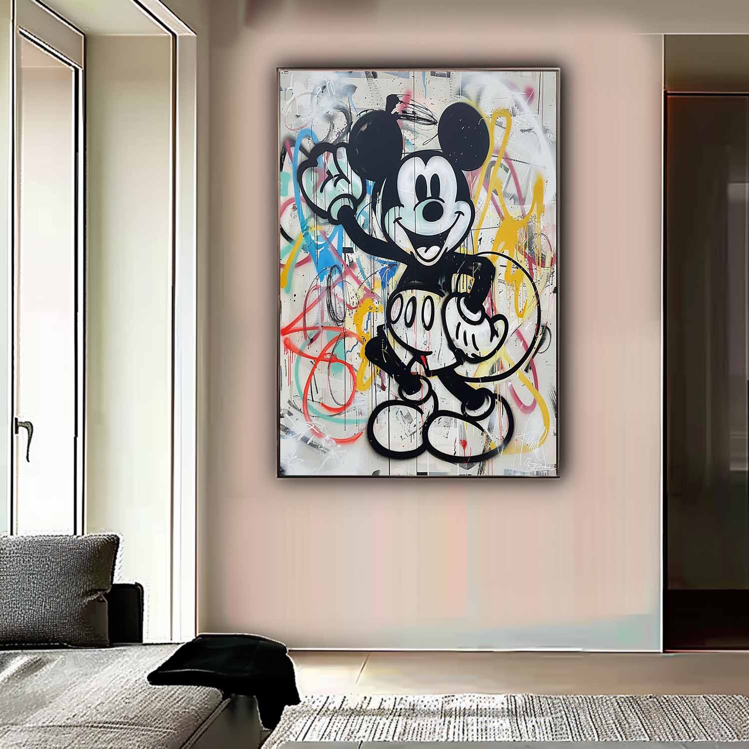 Mickey Mouse Kids Room Canvas Wall Art Mickey Graffiti Art for Sale Mickey Mouse Graffiti Street Painting