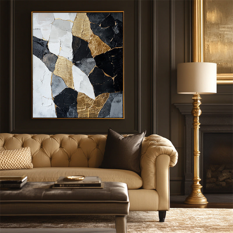 Golden Fractures Abstract Art