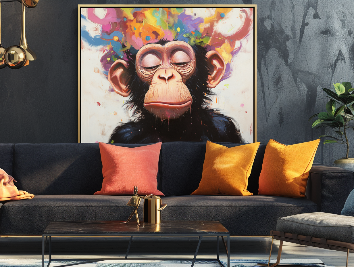 Colorful Serenity Monkey Art