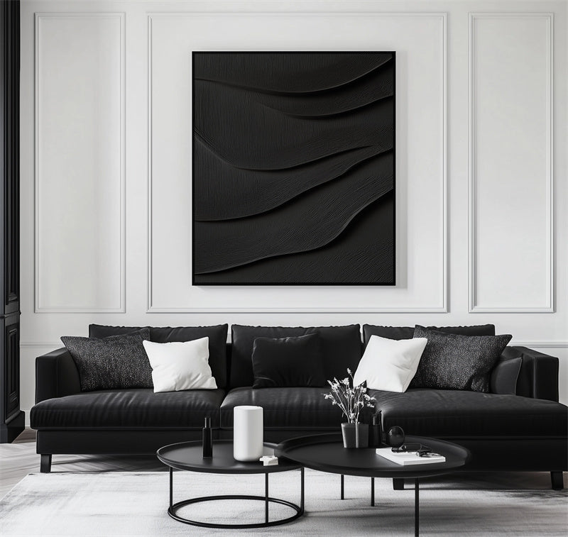 Textured Black Wave Wall Art-241268