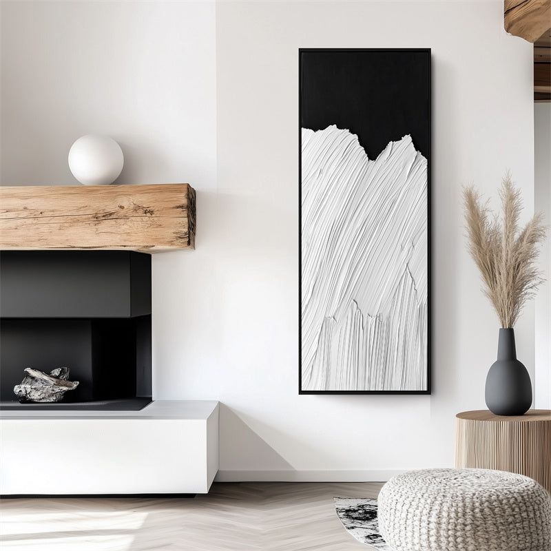 Vertical Black & White Wave Art-wp241398