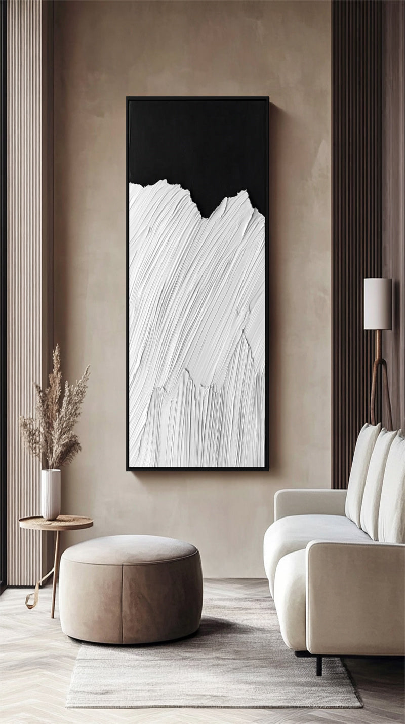 Vertical Black & White Wave Art-wp241398