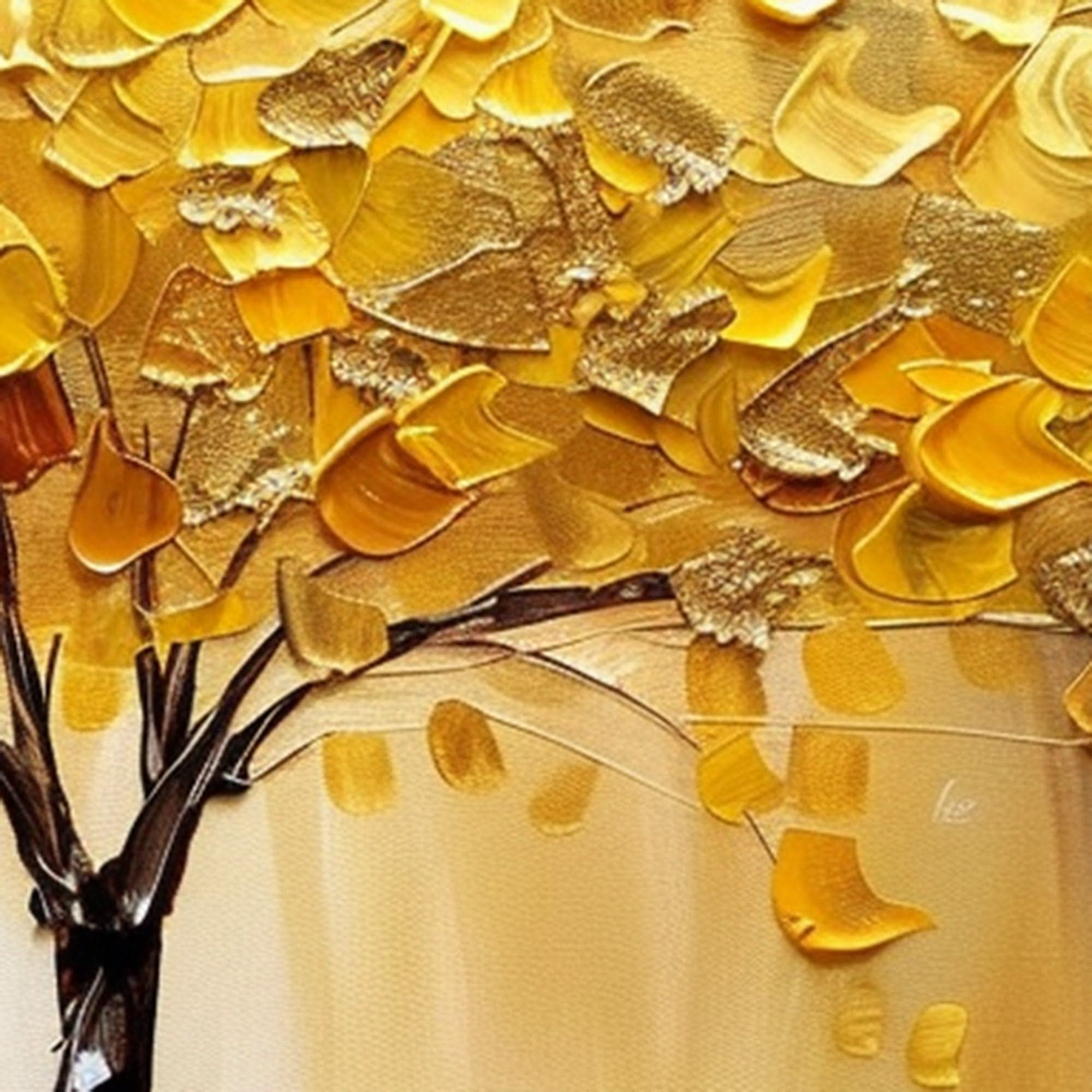 Golden Autumn Bliss Vibrant Tree Oil Painting for Modern Home Decor #FT 041