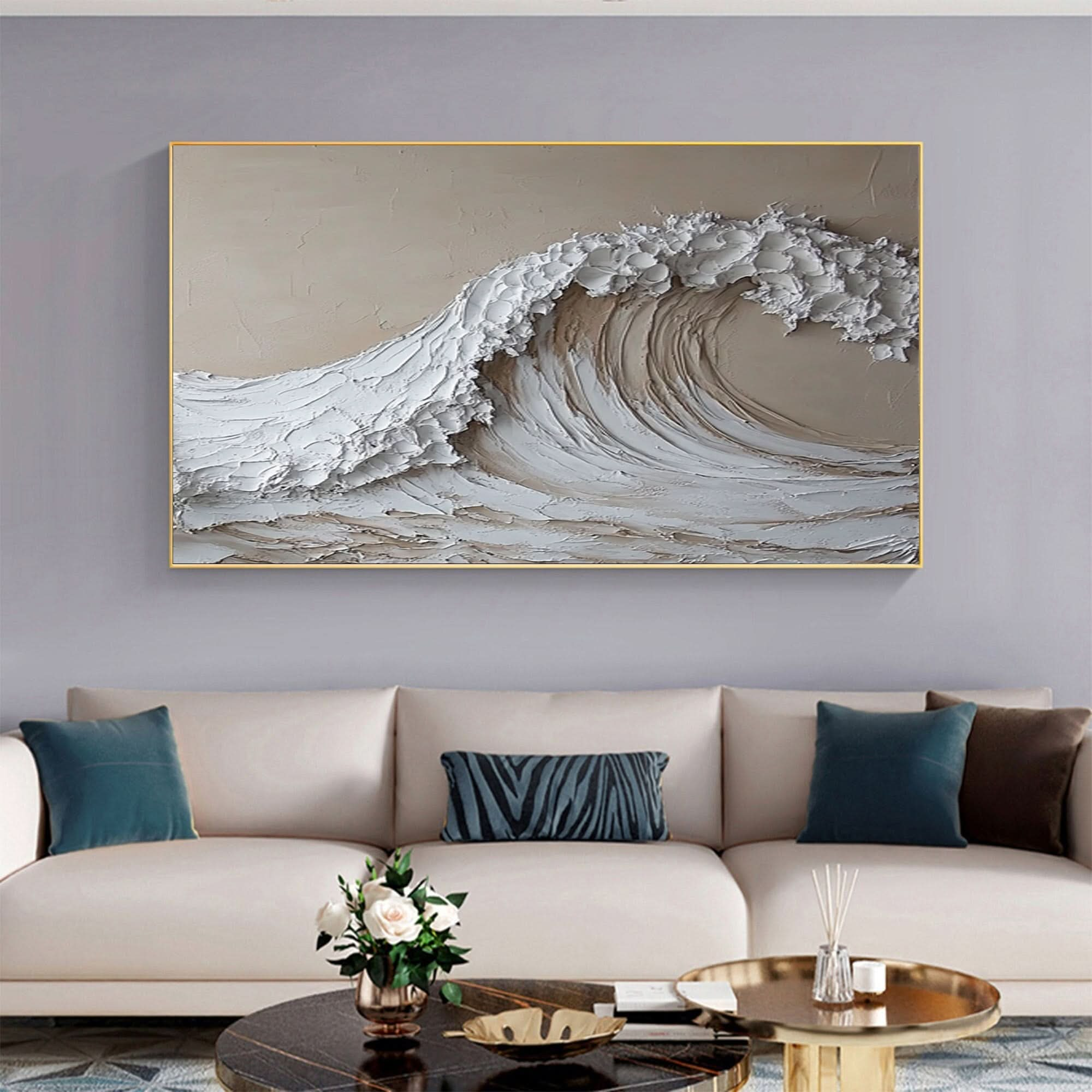 Textured Ocean Wave Art 3D Oil Painting for Modern Living Rooms #BBM 027