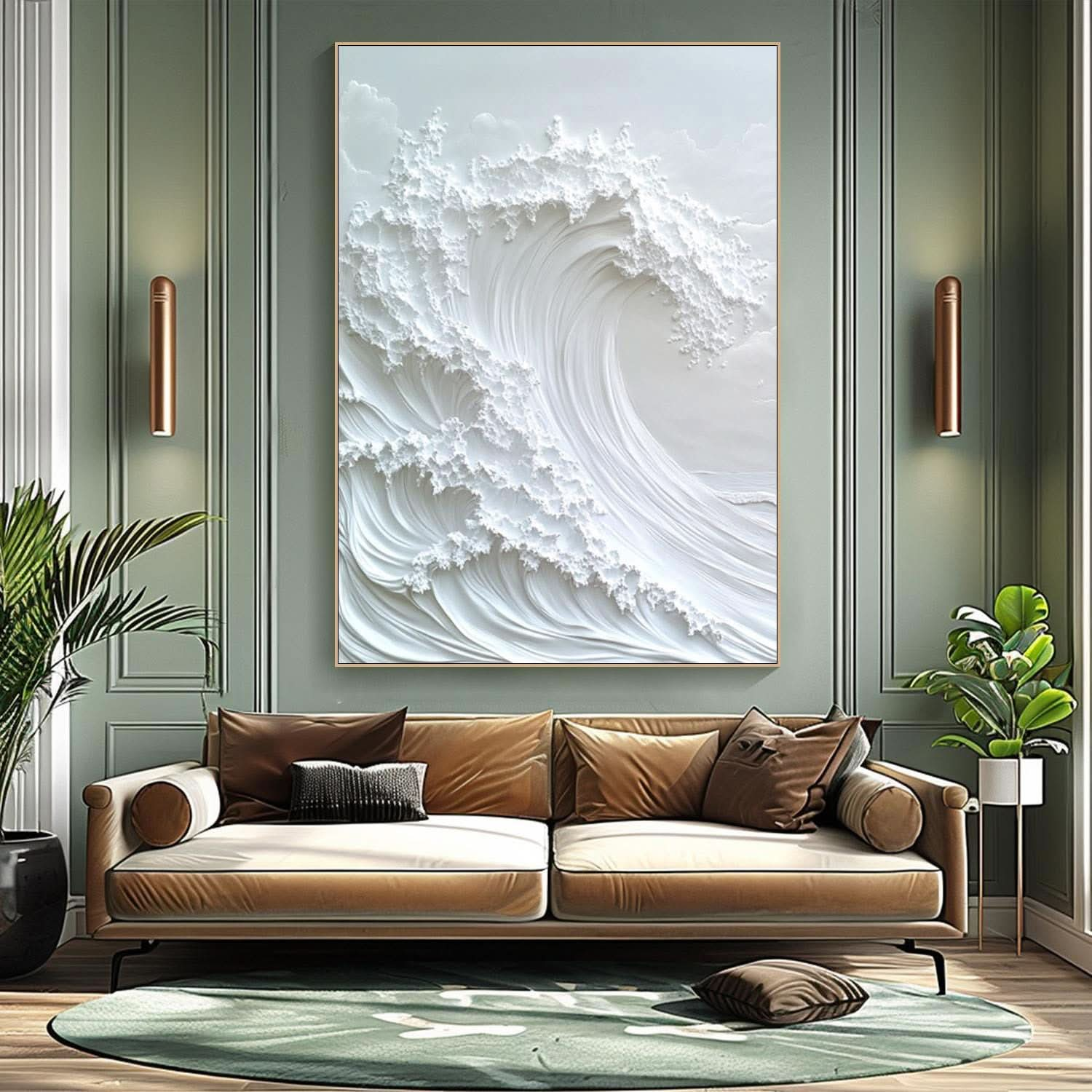 Serene Waves Textured Wall Art for Peaceful Bedroom Ambiance #OS 048