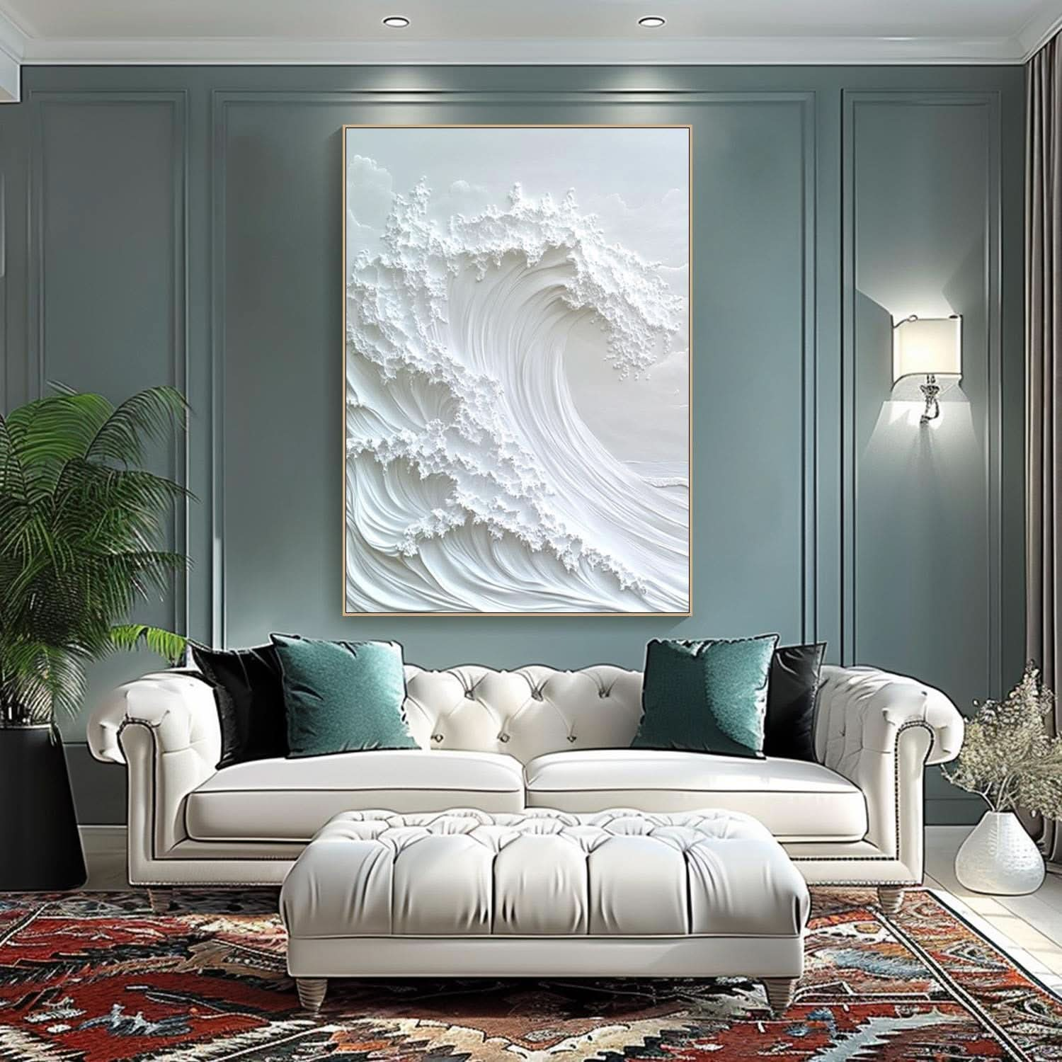 Serene Waves Textured Wall Art for Peaceful Bedroom Ambiance #OS 048