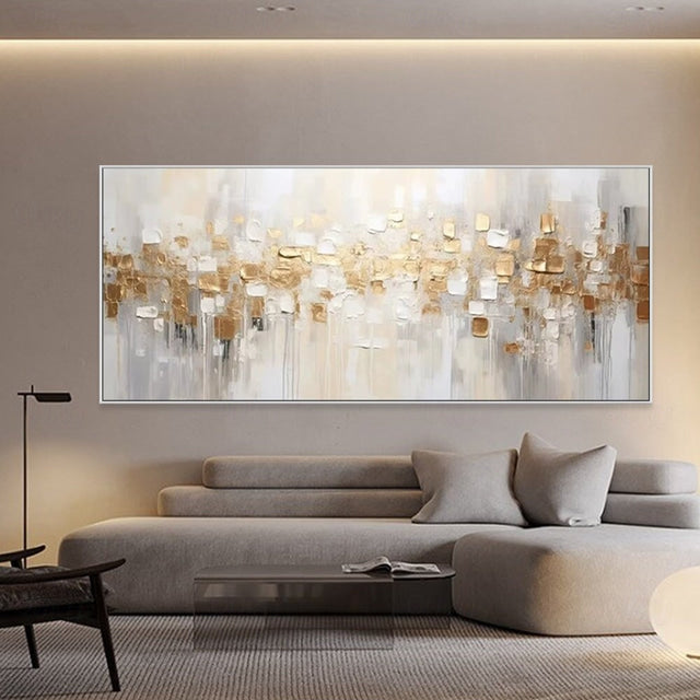 Golden Cascade Abstract Canvas