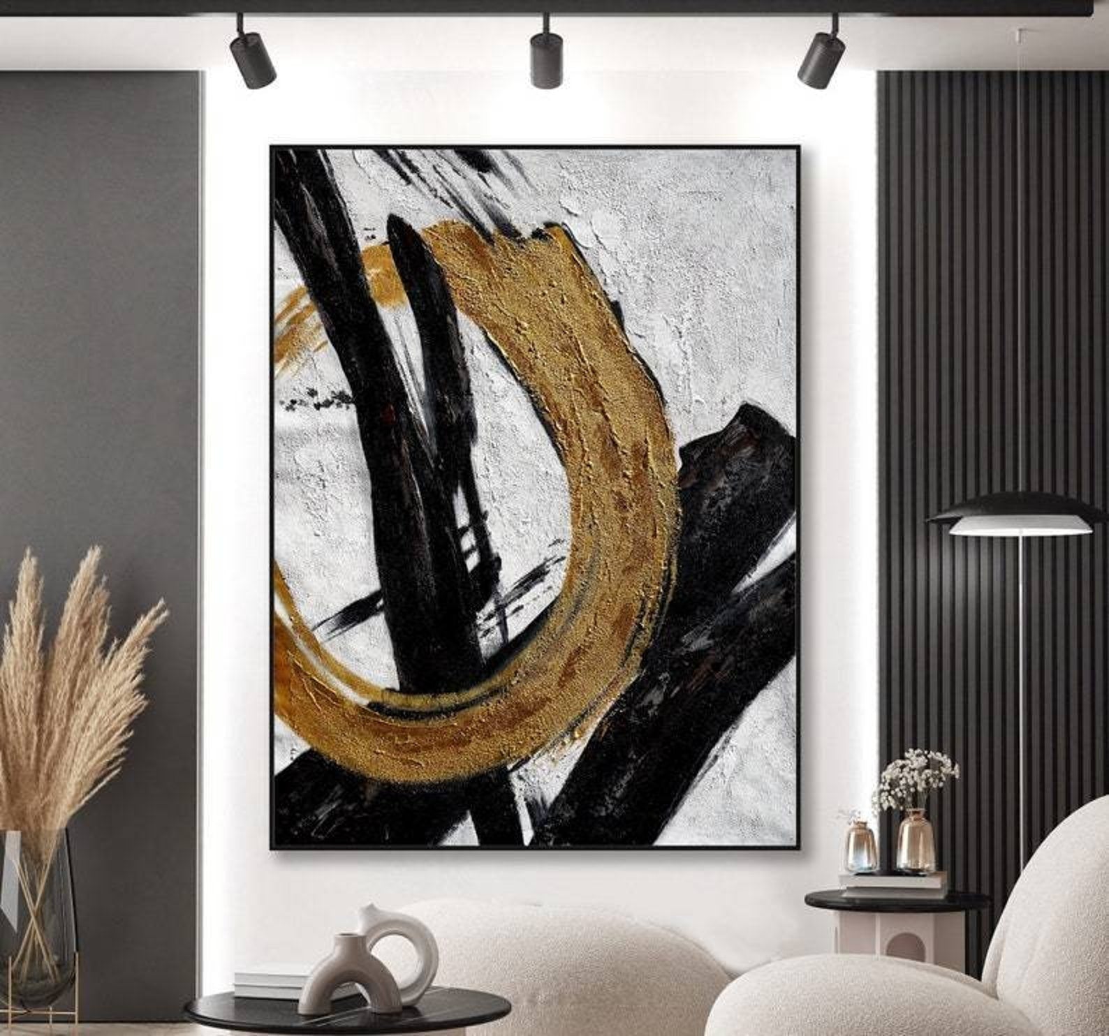 Golden Circle Abstract Canvas Art