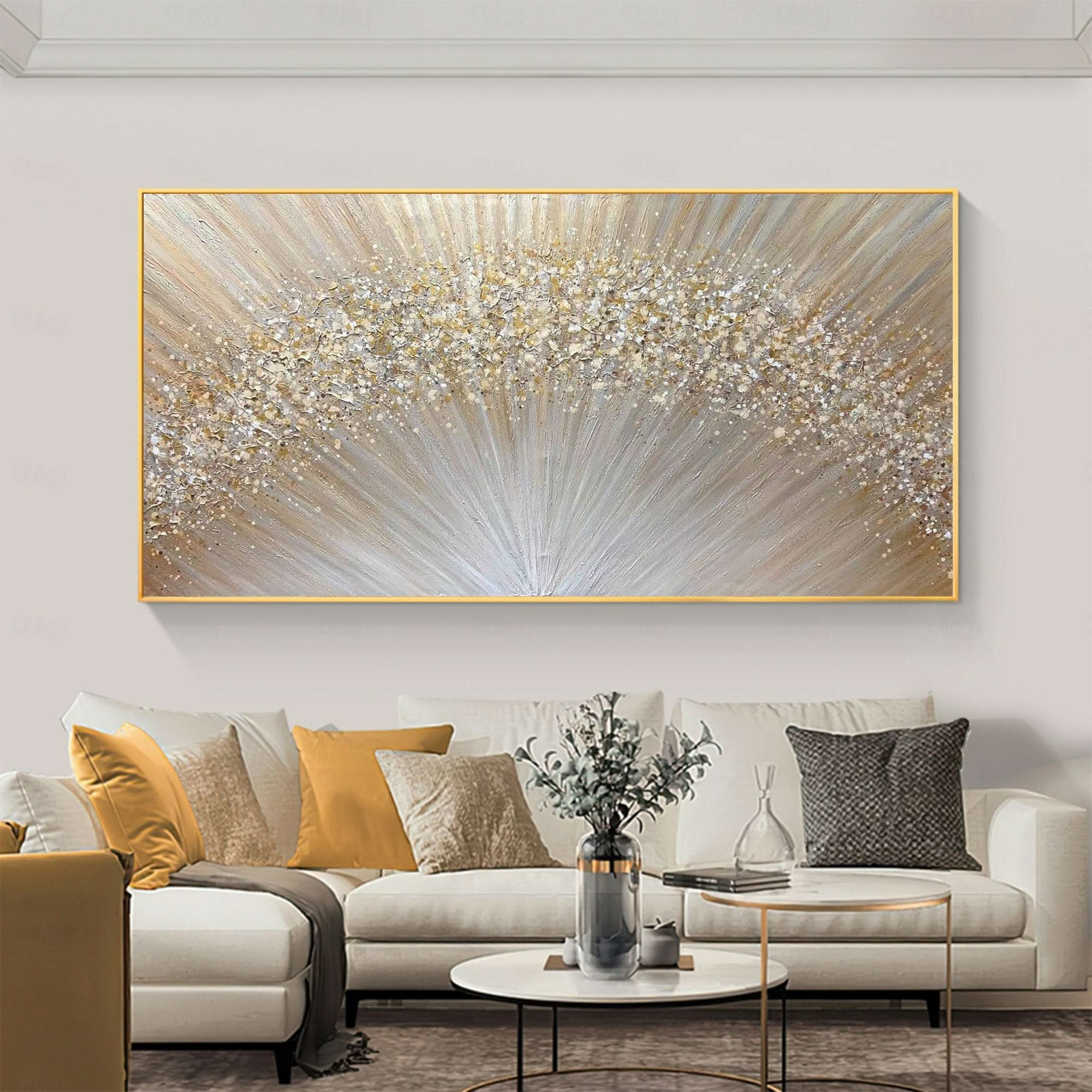 Golden Radiance Abstract Textured Canvas