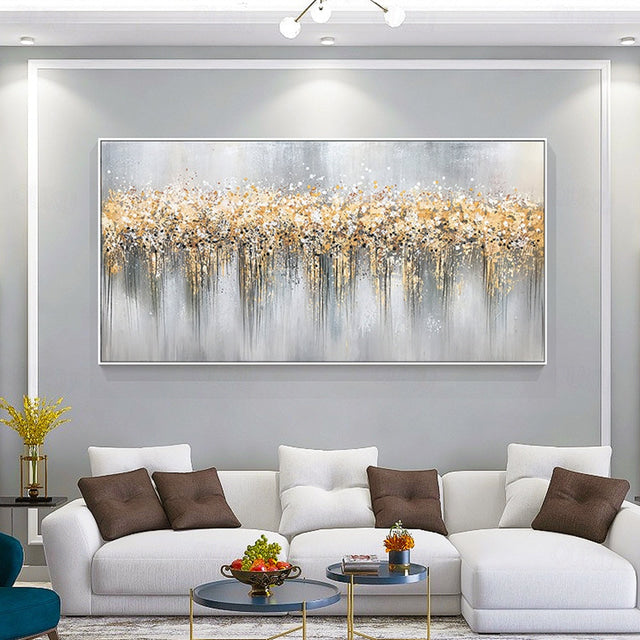 Golden Symphony Abstract Canvas Art