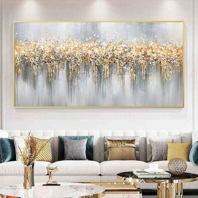 Golden Symphony Abstract Canvas Art