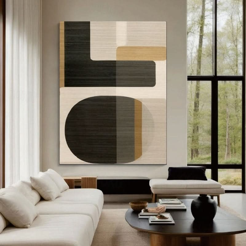 Geometric Harmony: Dual Abstract Canvas Set