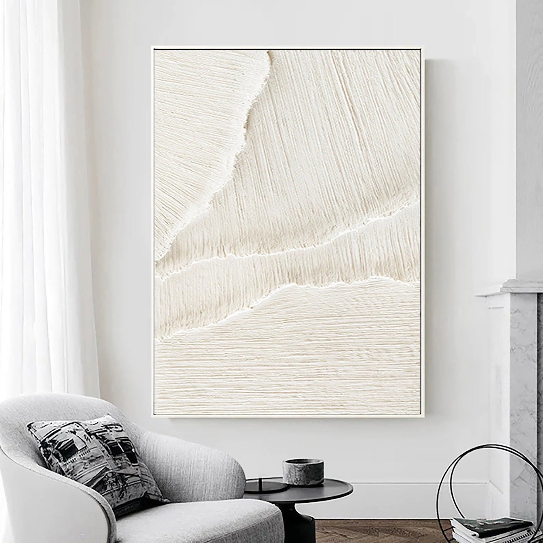 3D Textured Plaster Minimalist Large Painting on Canvas for Room Decor