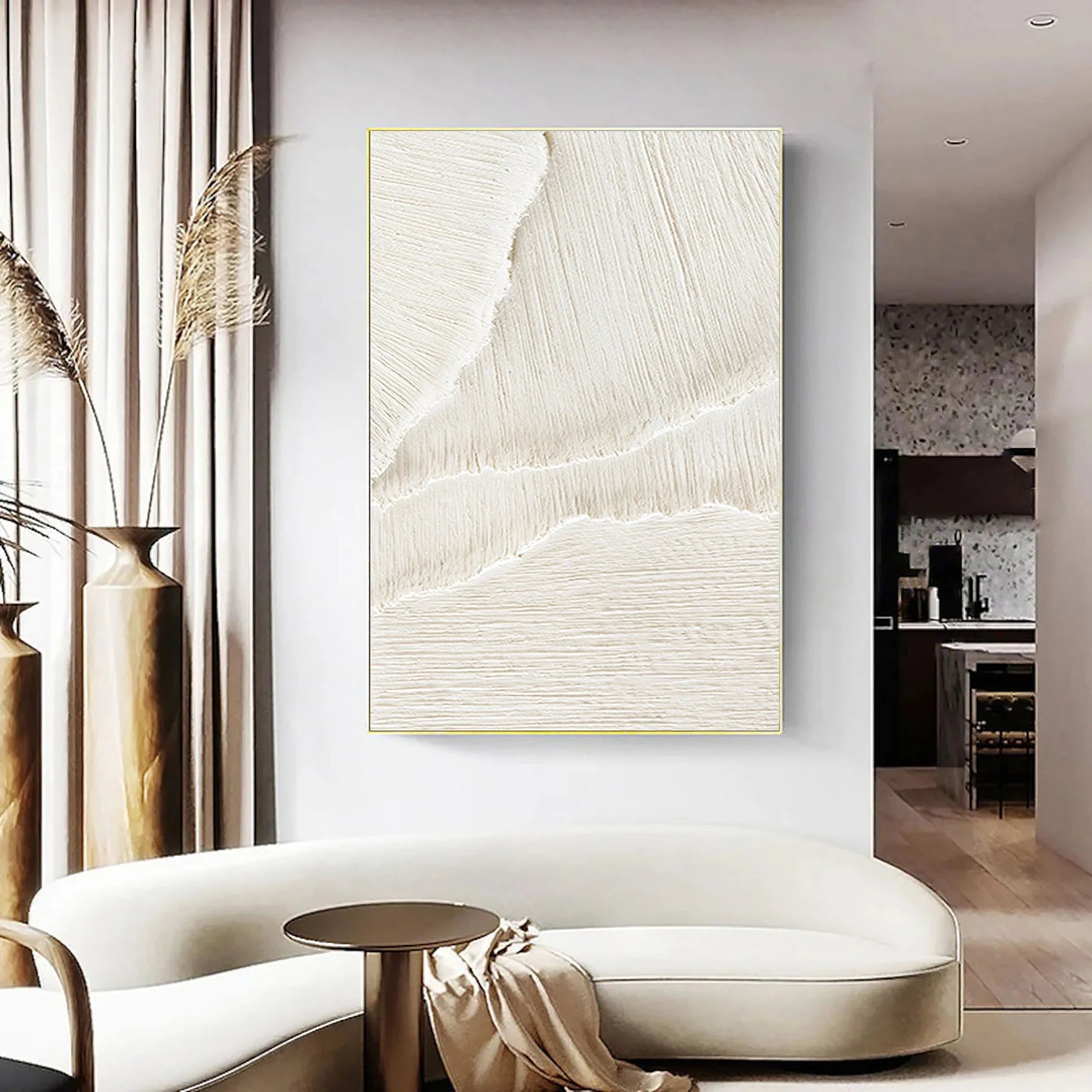 3D Textured Plaster Minimalist Large Painting on Canvas for Room Decor