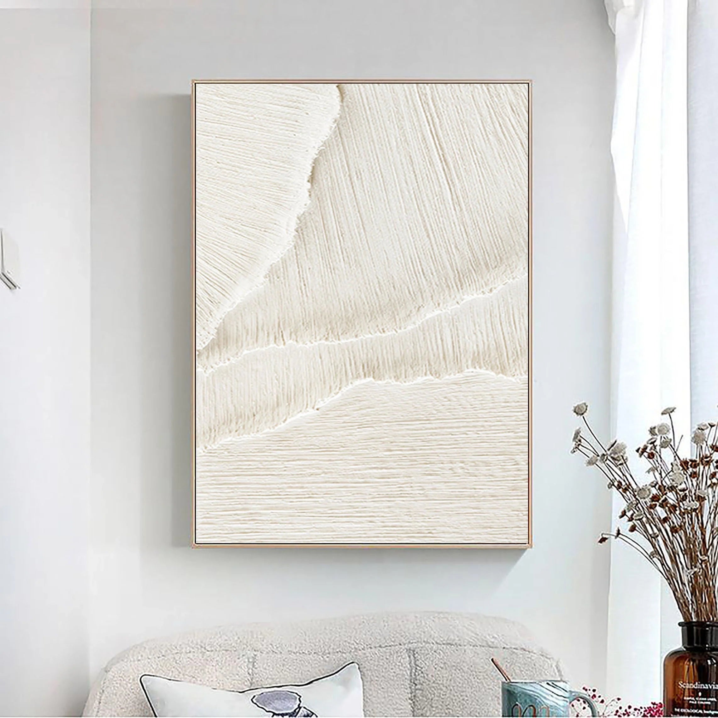 3D Textured Plaster Minimalist Large Painting on Canvas for Room Decor