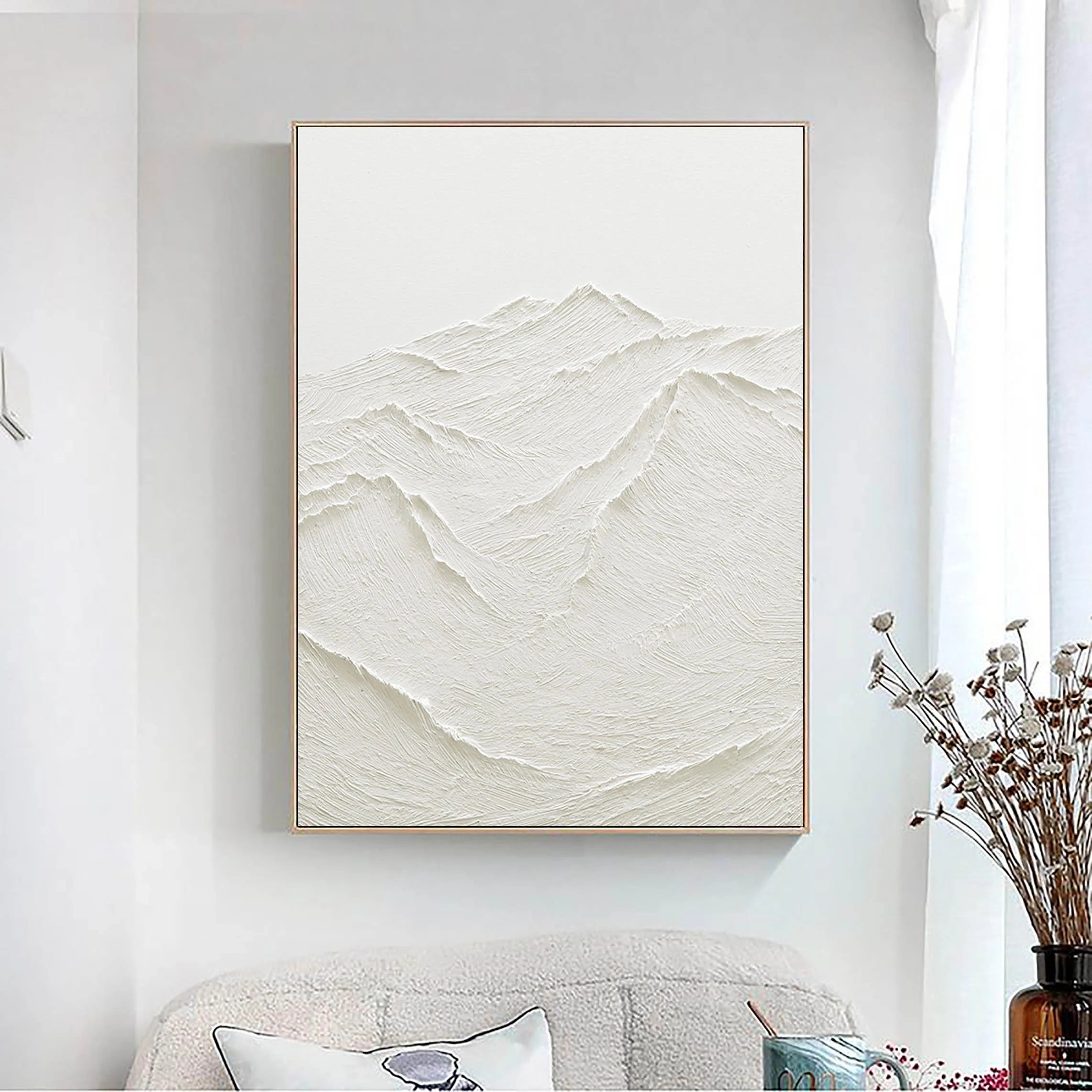 Minimalist White Textured Plaster Painting Original Oversized Wall Art for Bedroom/Living Room