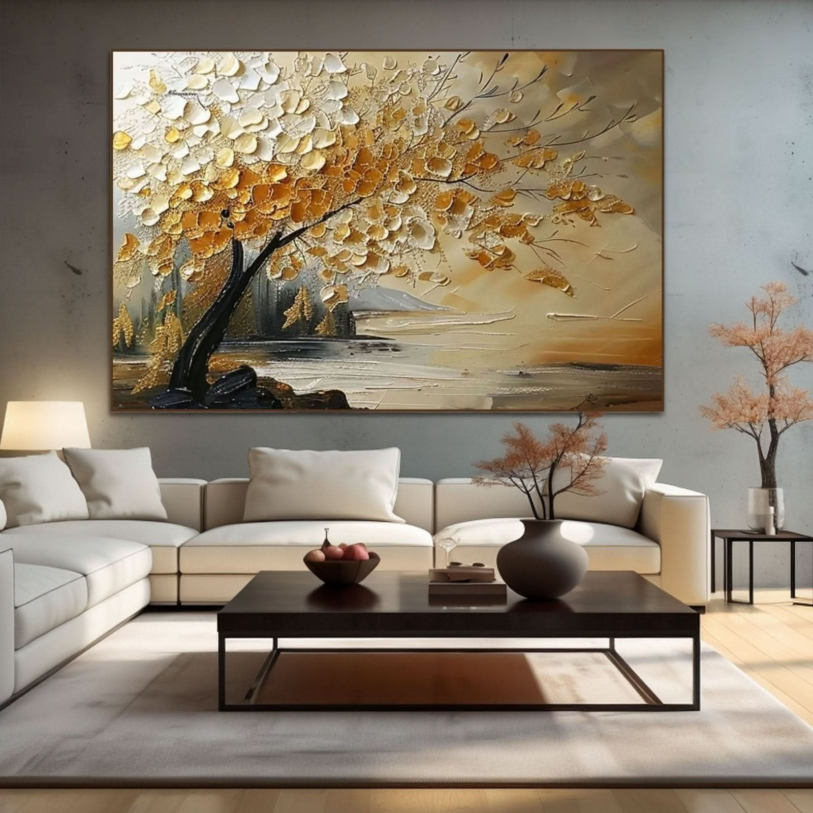 Plaster Painting "Golden Whisper" - nukeart