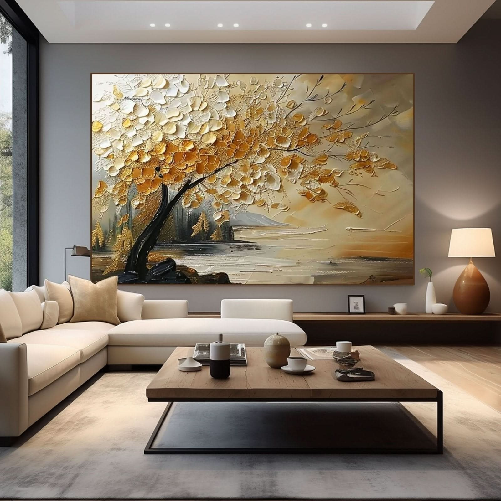 Plaster Painting "Golden Whisper" - nukeart