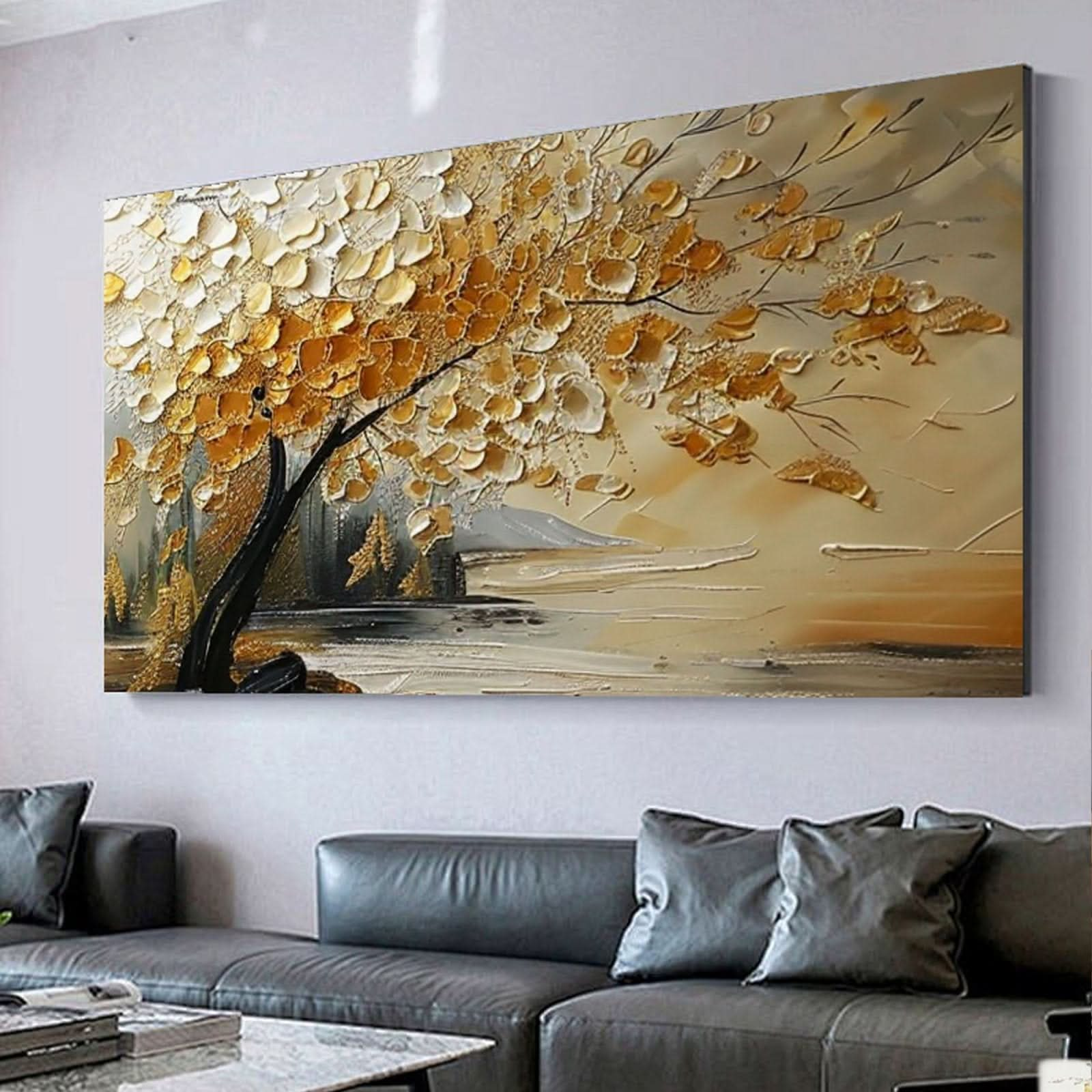 Plaster Painting "Golden Whisper" - nukeart