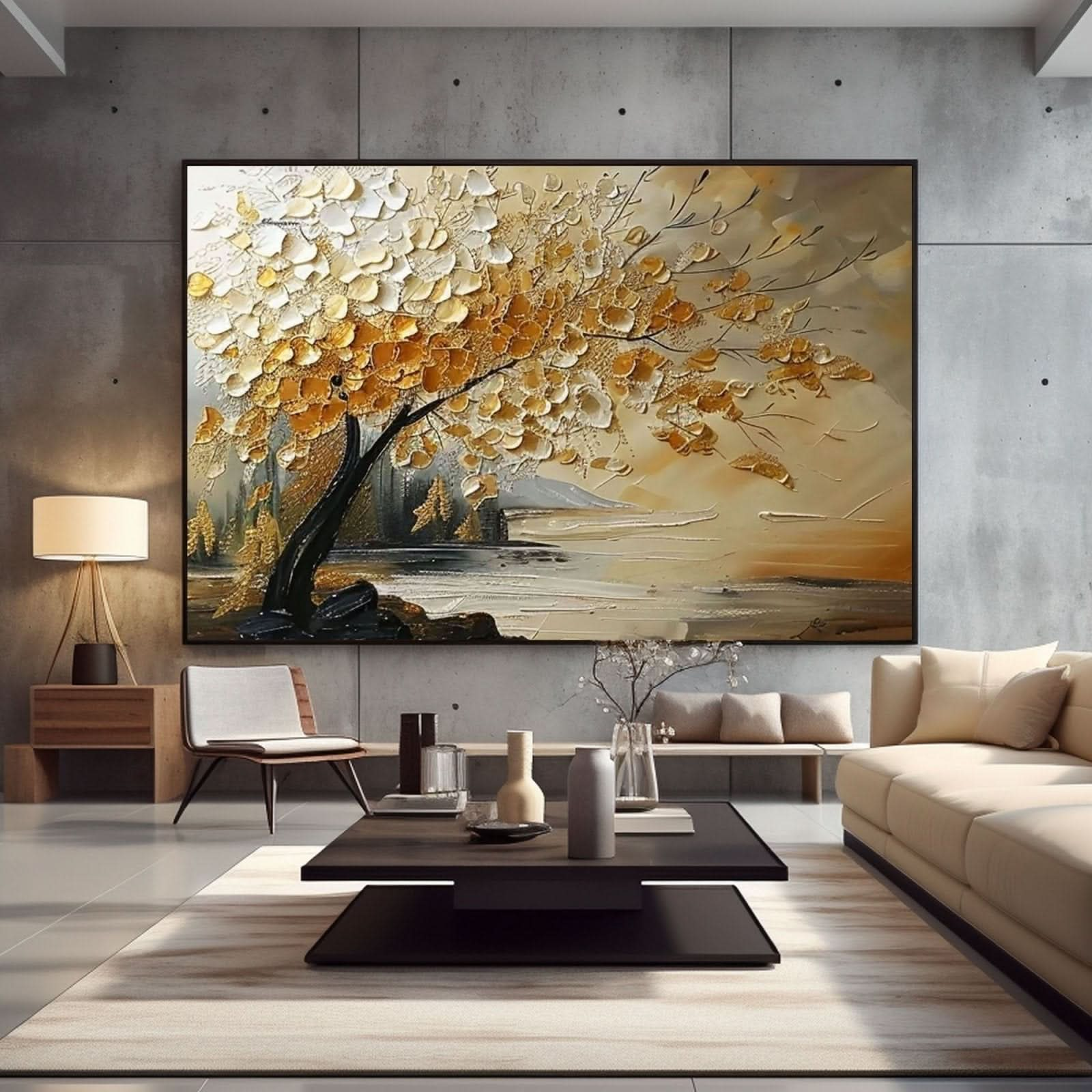 Plaster Painting "Golden Whisper" - nukeart