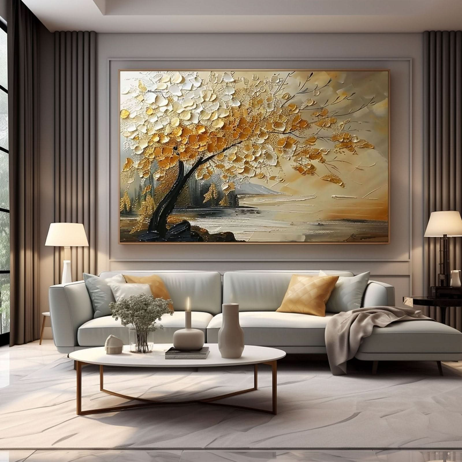 Plaster Painting "Golden Whisper" - nukeart