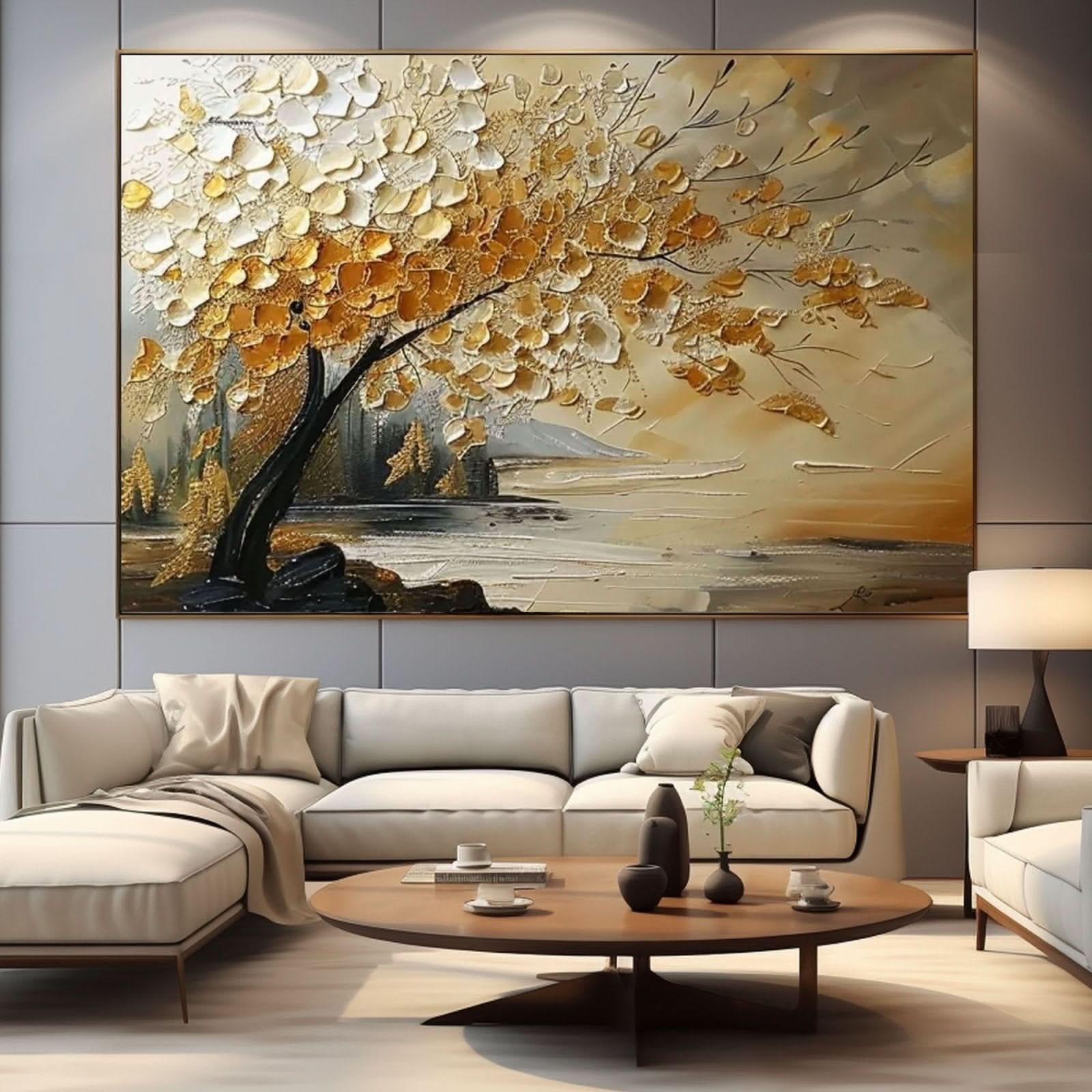 Plaster Painting "Golden Whisper" - nukeart