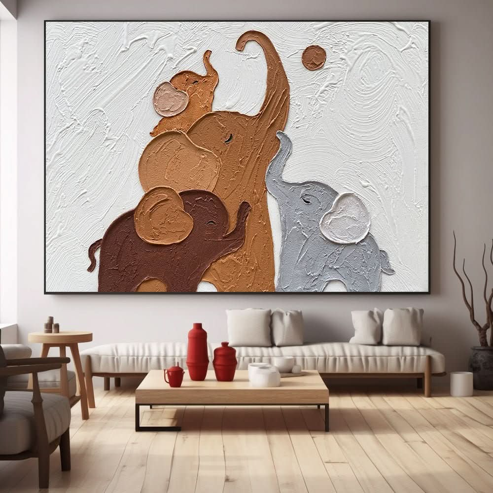 Plaster Wall Art "Elephant Harmony" - nukeart