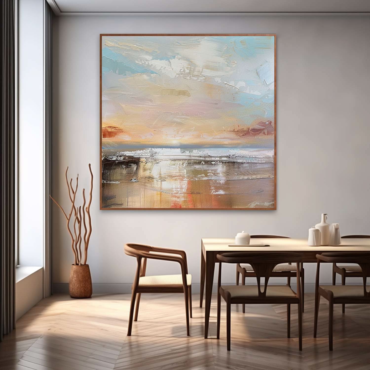 Sunrise Abstract Landscape Texture Painting Abstract Sunrise Landscape Canvas Texture Wall Art Decor