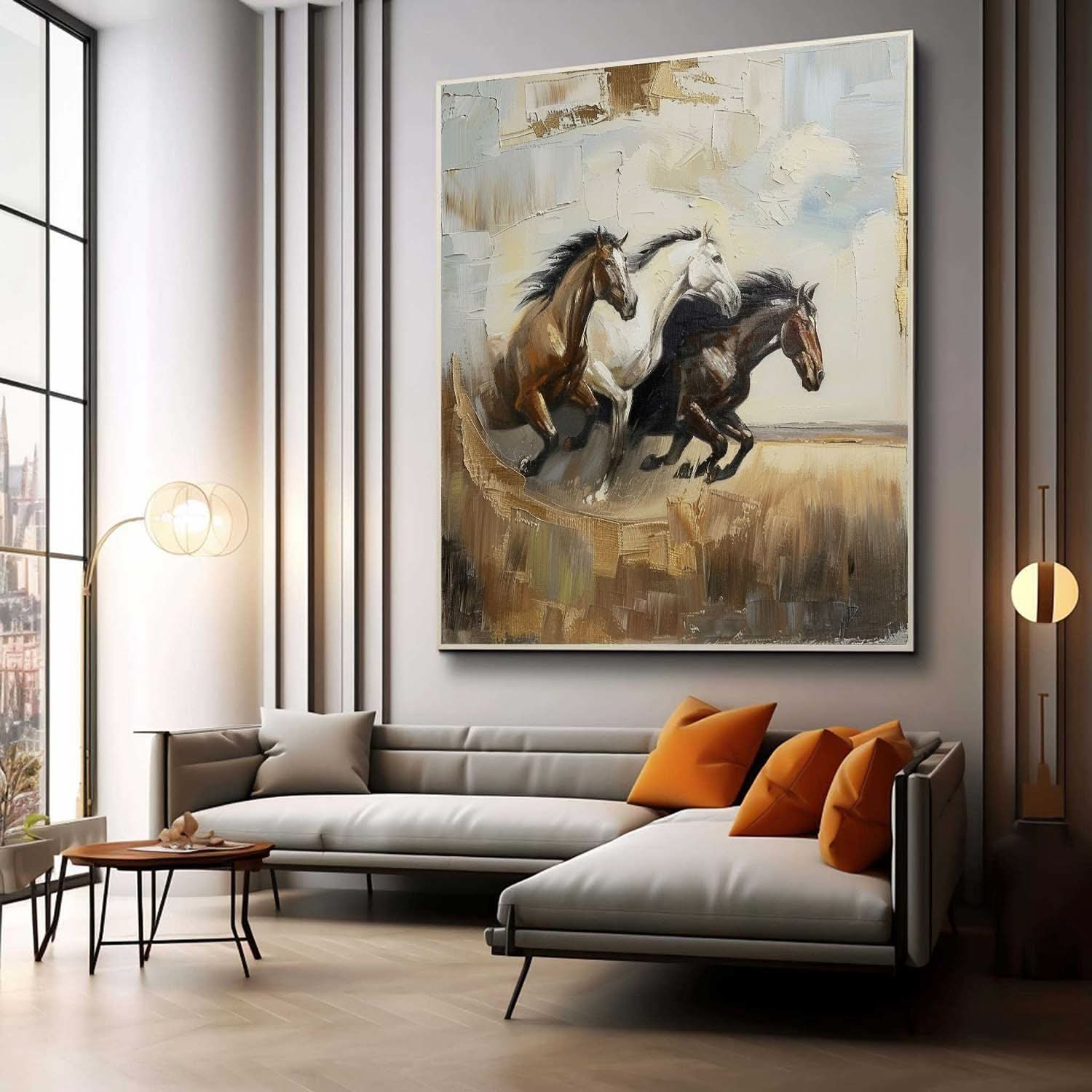 Running Horses Abstract Wall Art Decor Horses Oil Painting for Sale Horses Texture Abstract Art Canvas