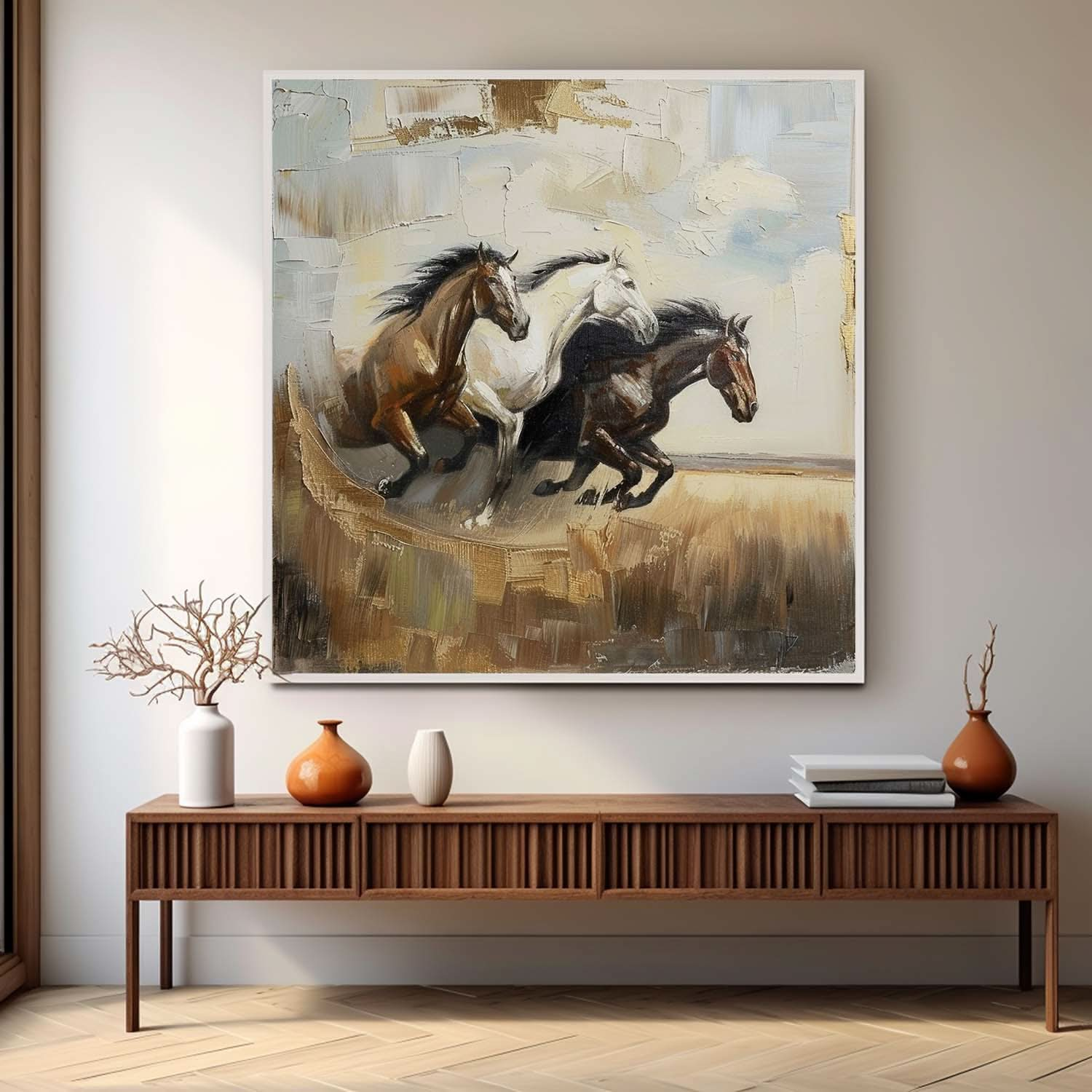 Running Horses Abstract Wall Art Decor Horses Oil Painting for Sale Horses Texture Abstract Art Canvas