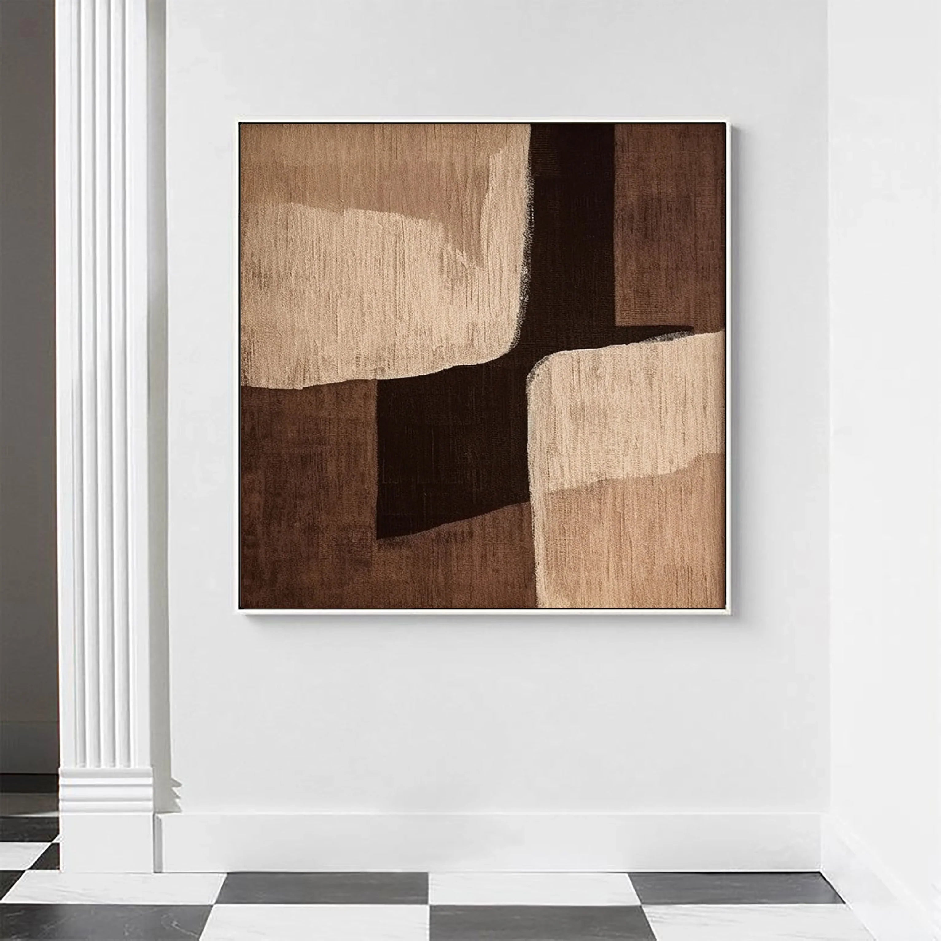 Eleanos Gallery Original Large Abstract Wabi Sabi Brown Painting Wall Decor for Living Room