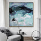 Handmade Teal Mountain Landscape Wall Art Modern Abstract Oil Painting