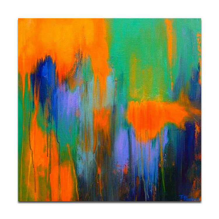 Large Canvas Art OriginalOrange And Blue Canvas Acrylic Abstract Texture Art | Imaginary hell