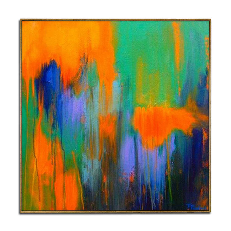 Large Canvas Art OriginalOrange And Blue Canvas Acrylic Abstract Texture Art | Imaginary hell