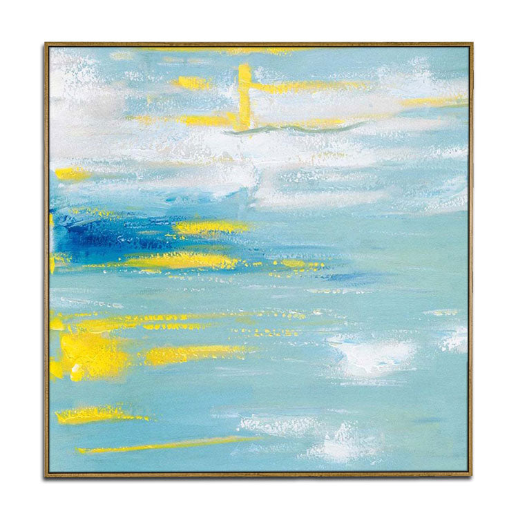 Clouds Abstract Acrylic Painting On Canvas With Gold Stroke On Canvas Large Contemporary Oil Painting | Clouds in the sky