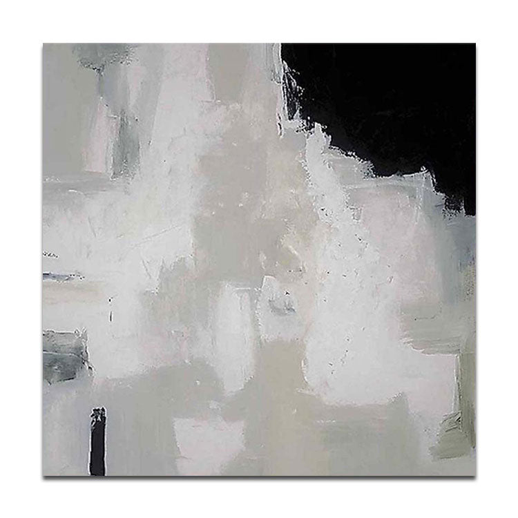 Gray Painting Original Artwork White Painting Modern Painting Oil Painting Wall Art Handmade Canvas Painting | Wall