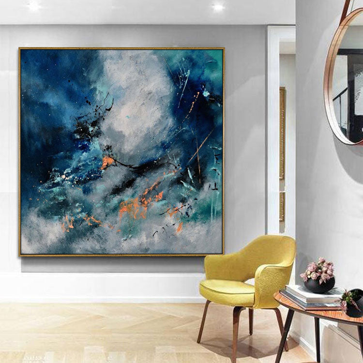 Extra Large Wall Art Canvas Dark Blue Abstract Painting Black Painting Sunset Painting | Beautiful view of the starry sky