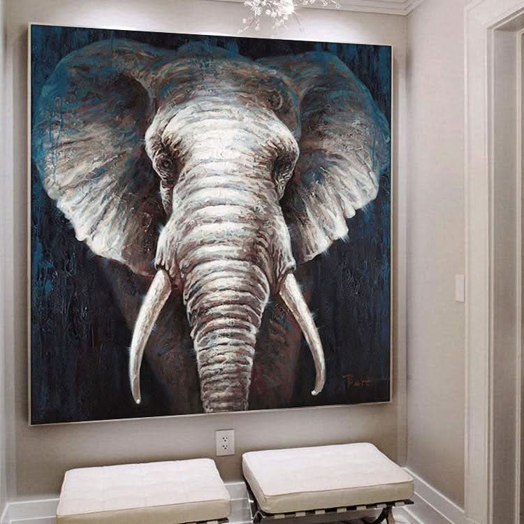 Large Abstract Elephant Painting Cute Elephant Oil Painting Original  Painting Oversized Elephant Painting Abstract | Elephant