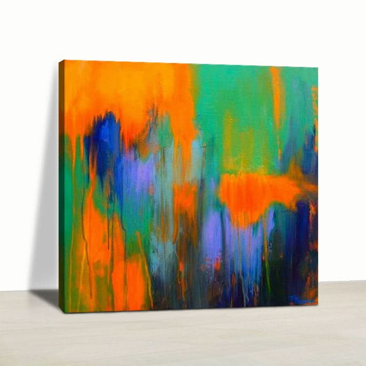 Large Acrylic Painting Abstract Painting Orange Painting Green Painting Contemporary Art Texture | Burn