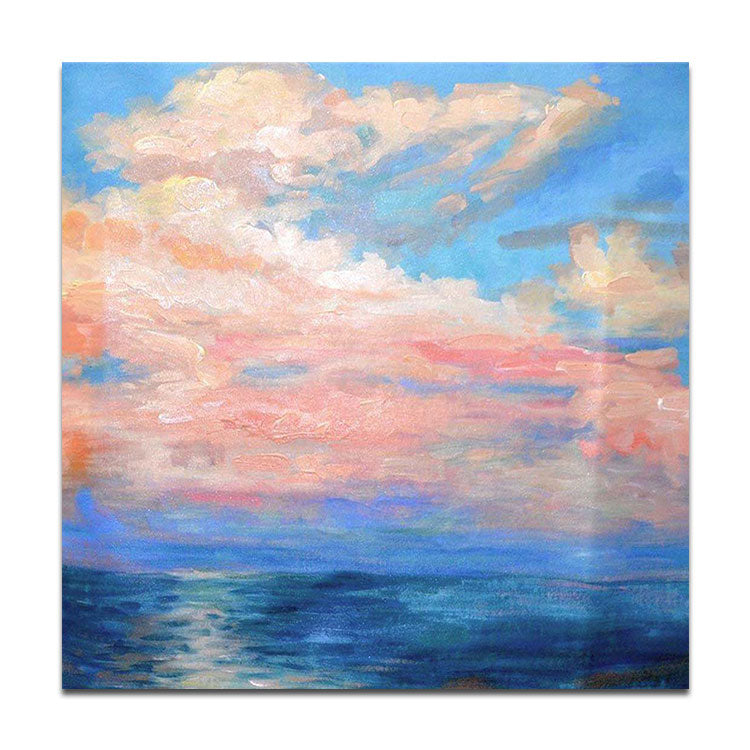 Handmade Oil Painting Original Oil Painting Landscape Extra Large Abstract Art Canvas Large Modern Painting | Wistful oceans calm and red