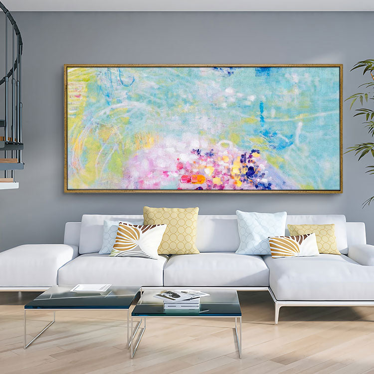 Original Art Painting Large Canvas Art Bedroom Handmade Painting Light Blue Painting Red Painting Yellow Painting | Dream of flowers