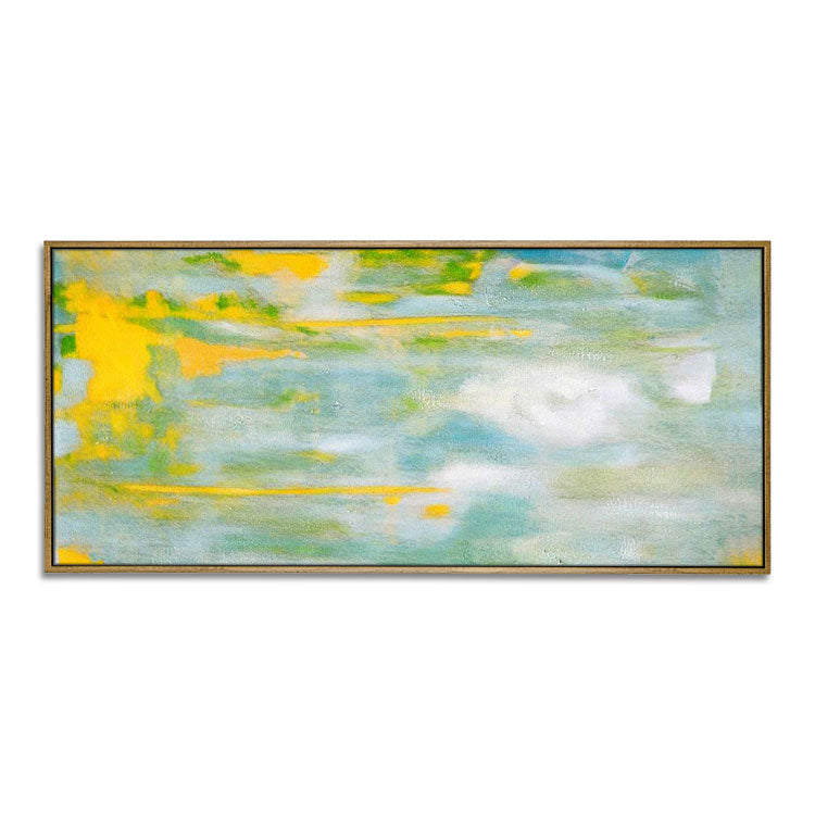 Abstract Landscape Art in Yellow, Green,and White | Simple art