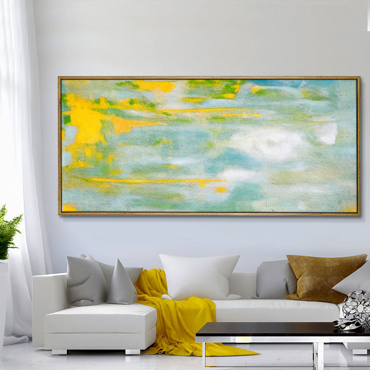 Abstract Landscape Art in Yellow, Green,and White | Simple art