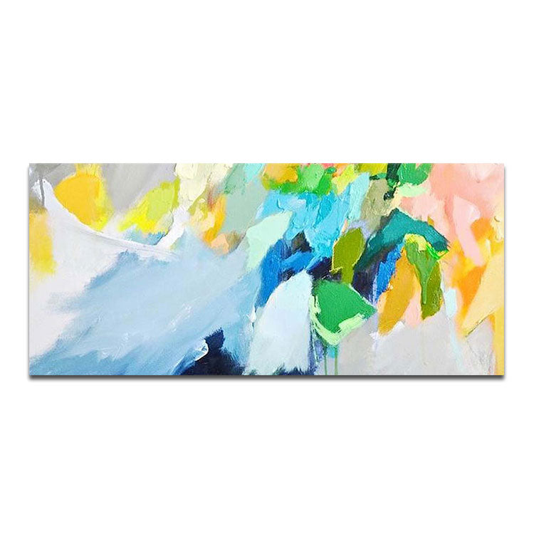 Hand Painted Oil Painting Large Oil Painting Canvas Living Room Abstract Oil Painting Living Room Light Blue Abstract Art Green Painting  | Make a living