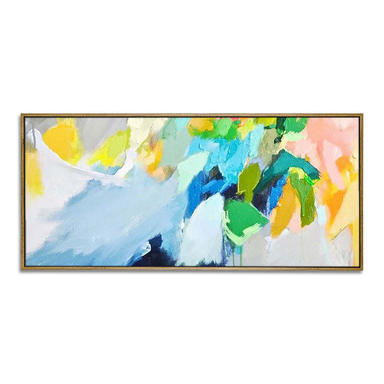 Hand Painted Oil Painting Large Oil Painting Canvas Living Room Abstract Oil Painting Living Room Light Blue Abstract Art Green Painting  | Make a living