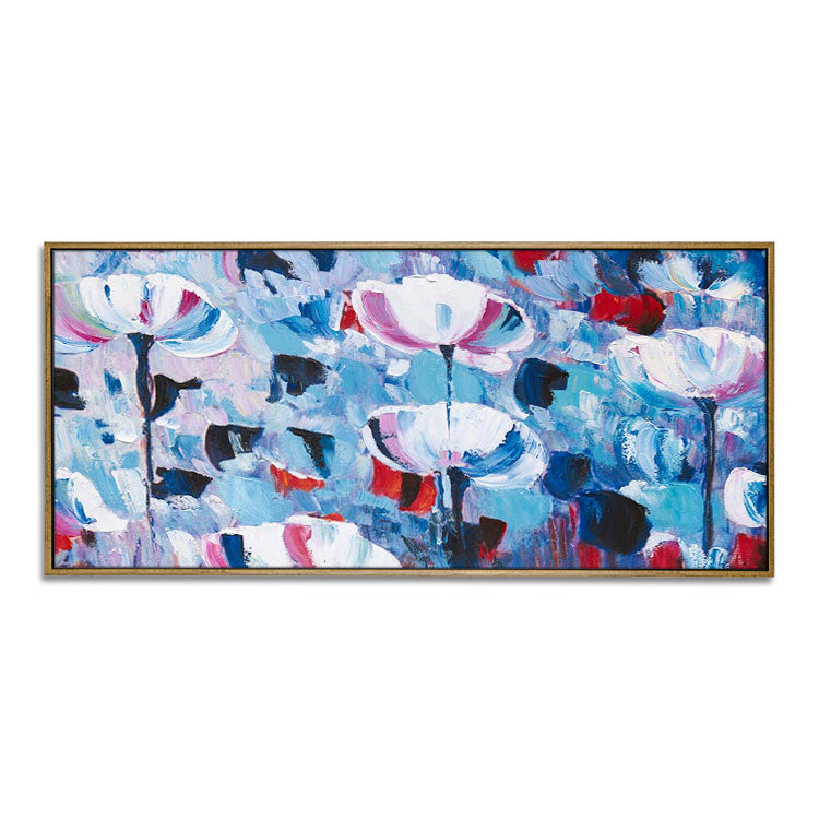 Extra Large Abstract Oil Painting Living Room Original Art Painting White And Red Painting BLue Painting | The beauty of the flowers